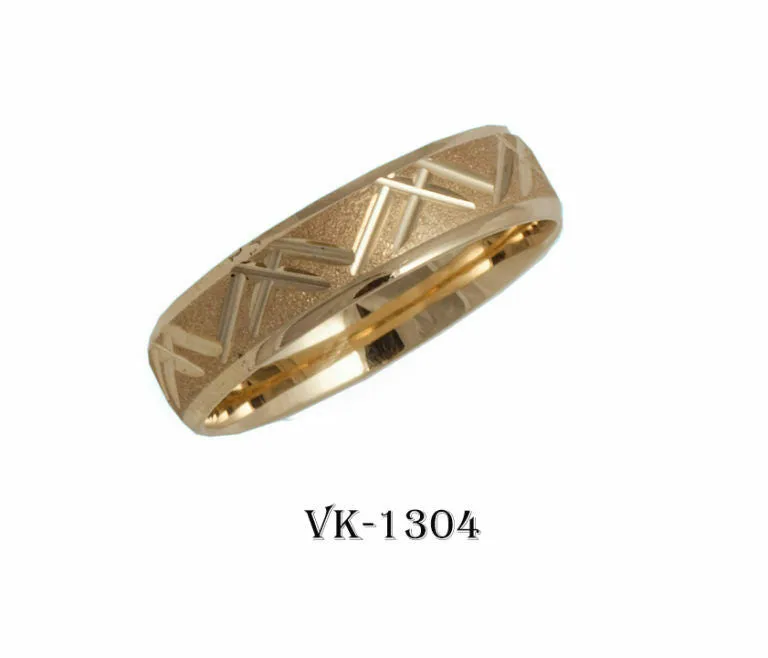 18k Solid Gold Elegant Ladies Modern Sandstone Finish Flat Band 5mm Ring VK1304v