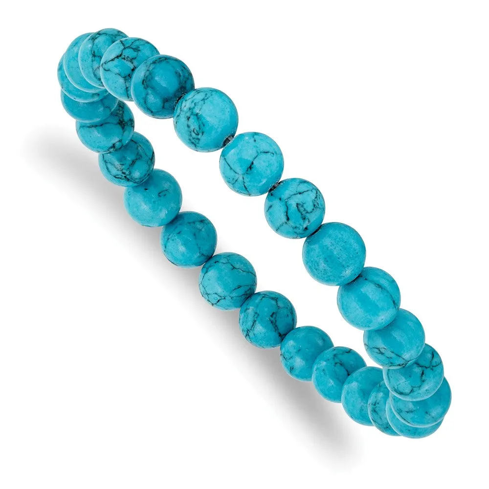 8mm Colorful Agate Beaded Stretch Bracelet, 6.75 Inch