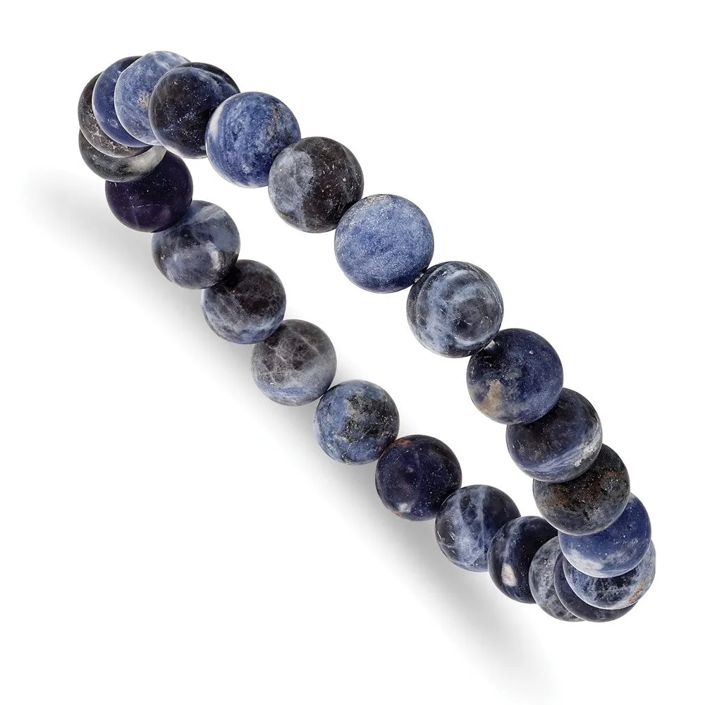 8mm Colorful Agate Beaded Stretch Bracelet, 6.75 Inch