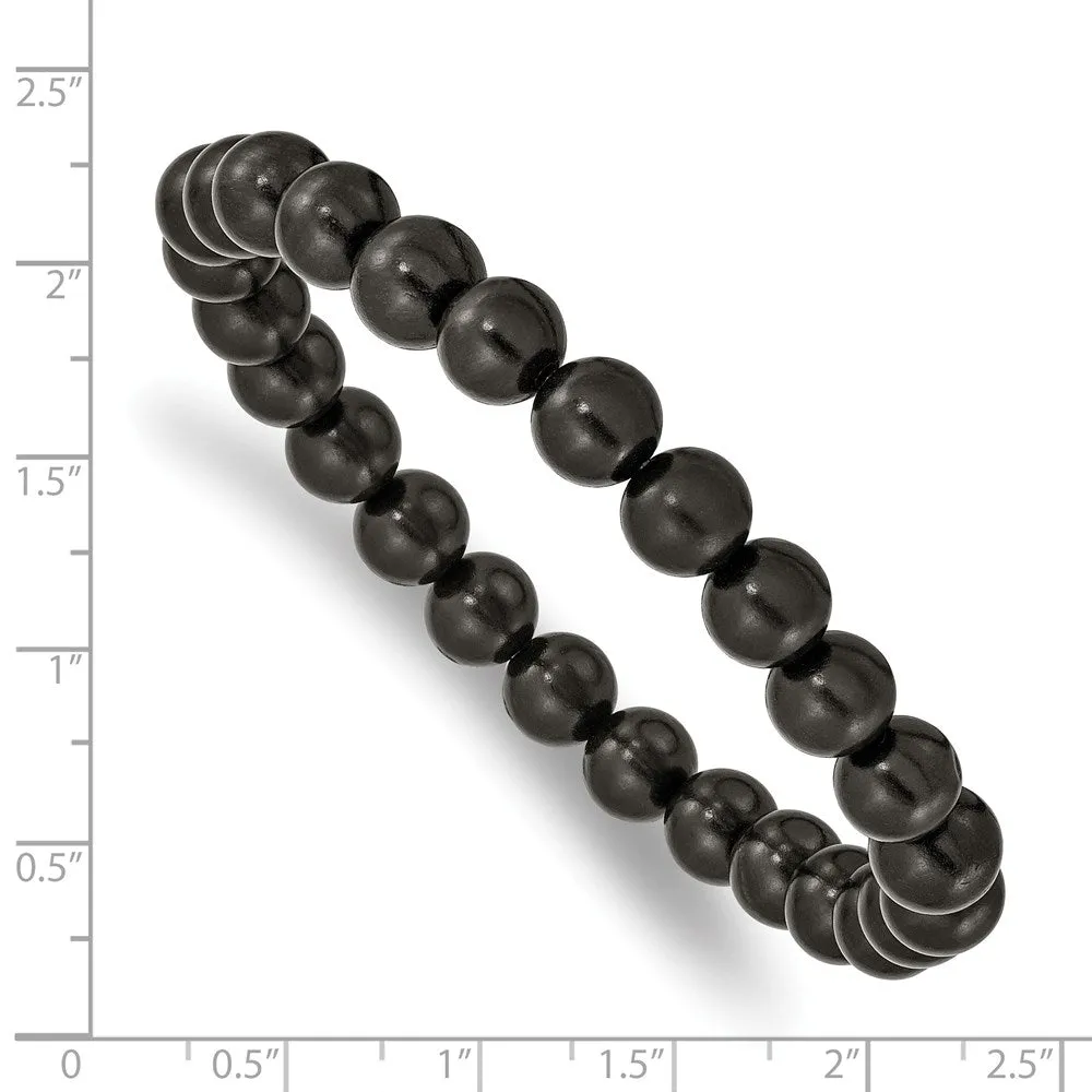 8mm Natural Wood Beaded Stretch Bracelet, 6.75 Inch