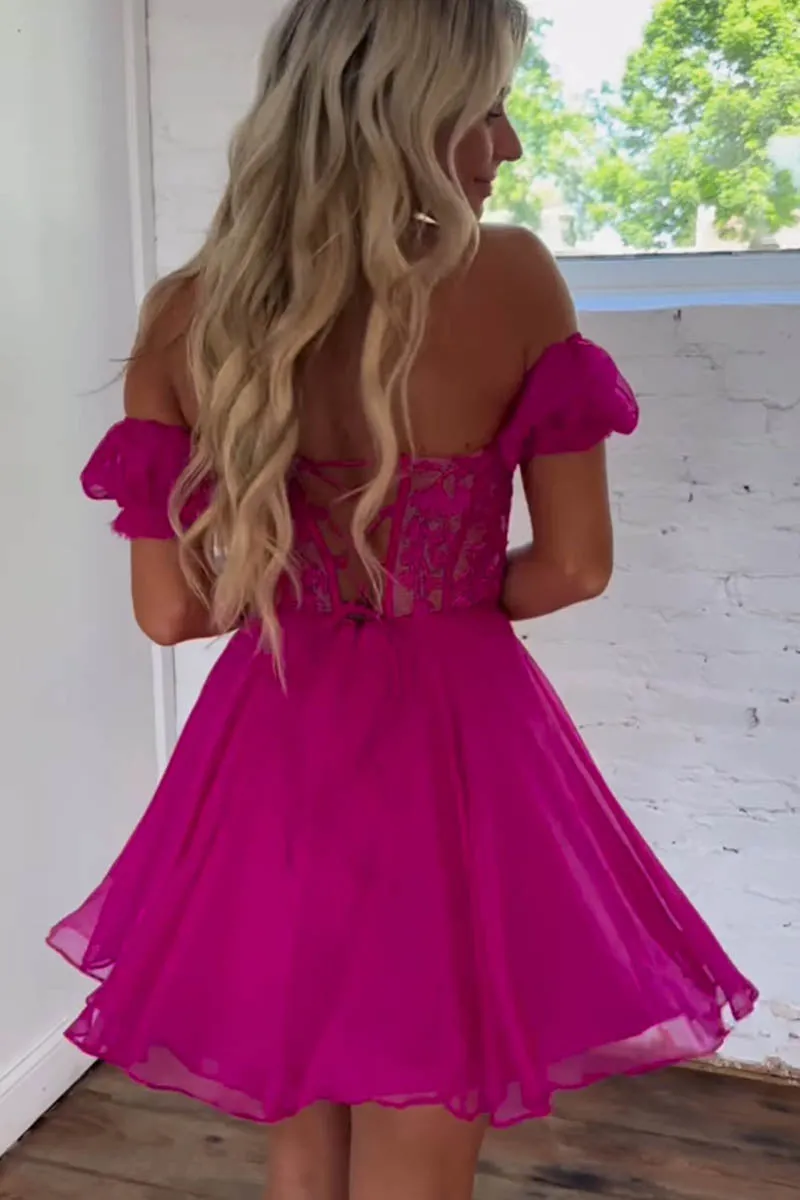 A line Sweetheart Detachable Sleeves Cute Short Homecoming Dress QH2453