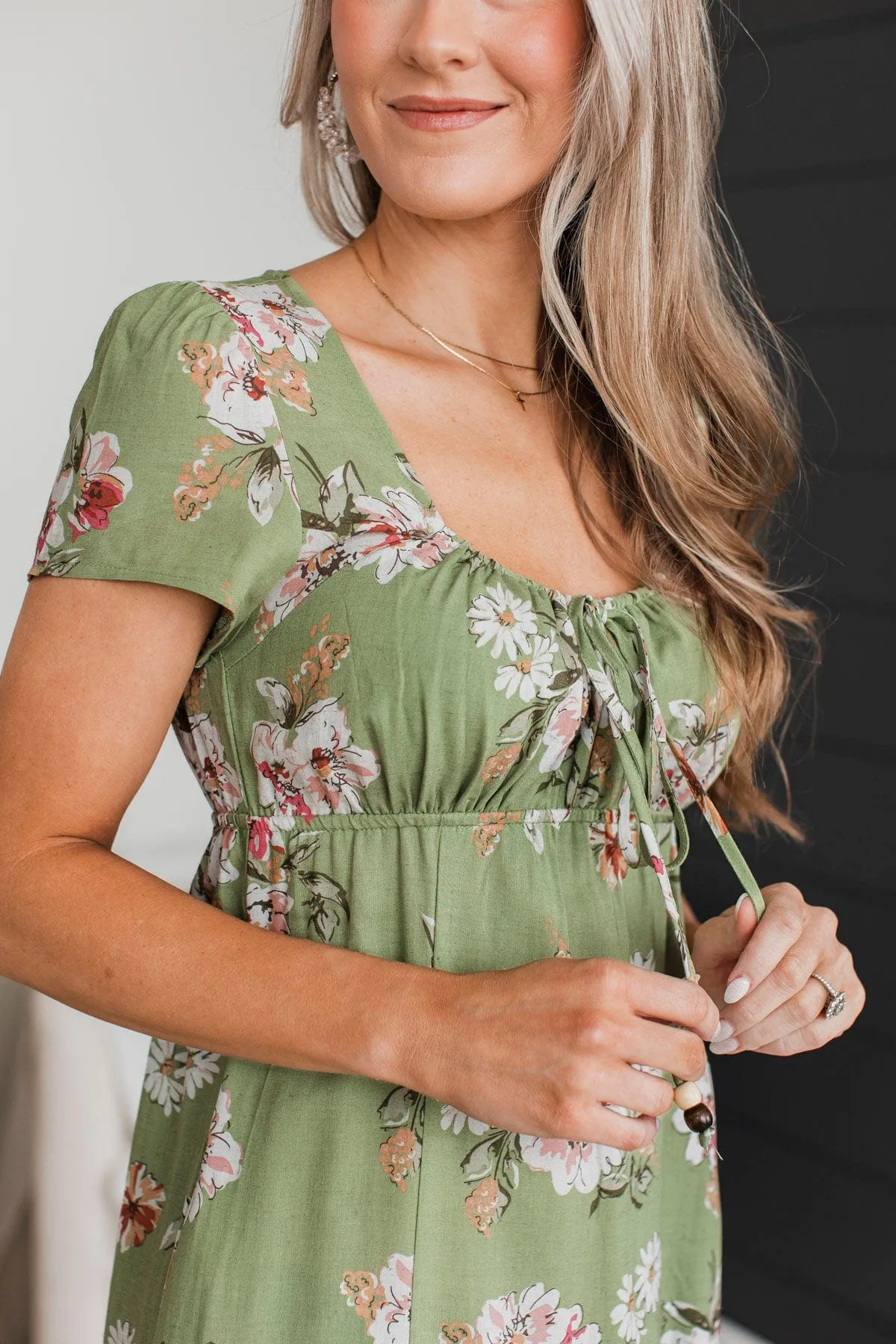 Always A Celebration Floral Midi Dress- Sage