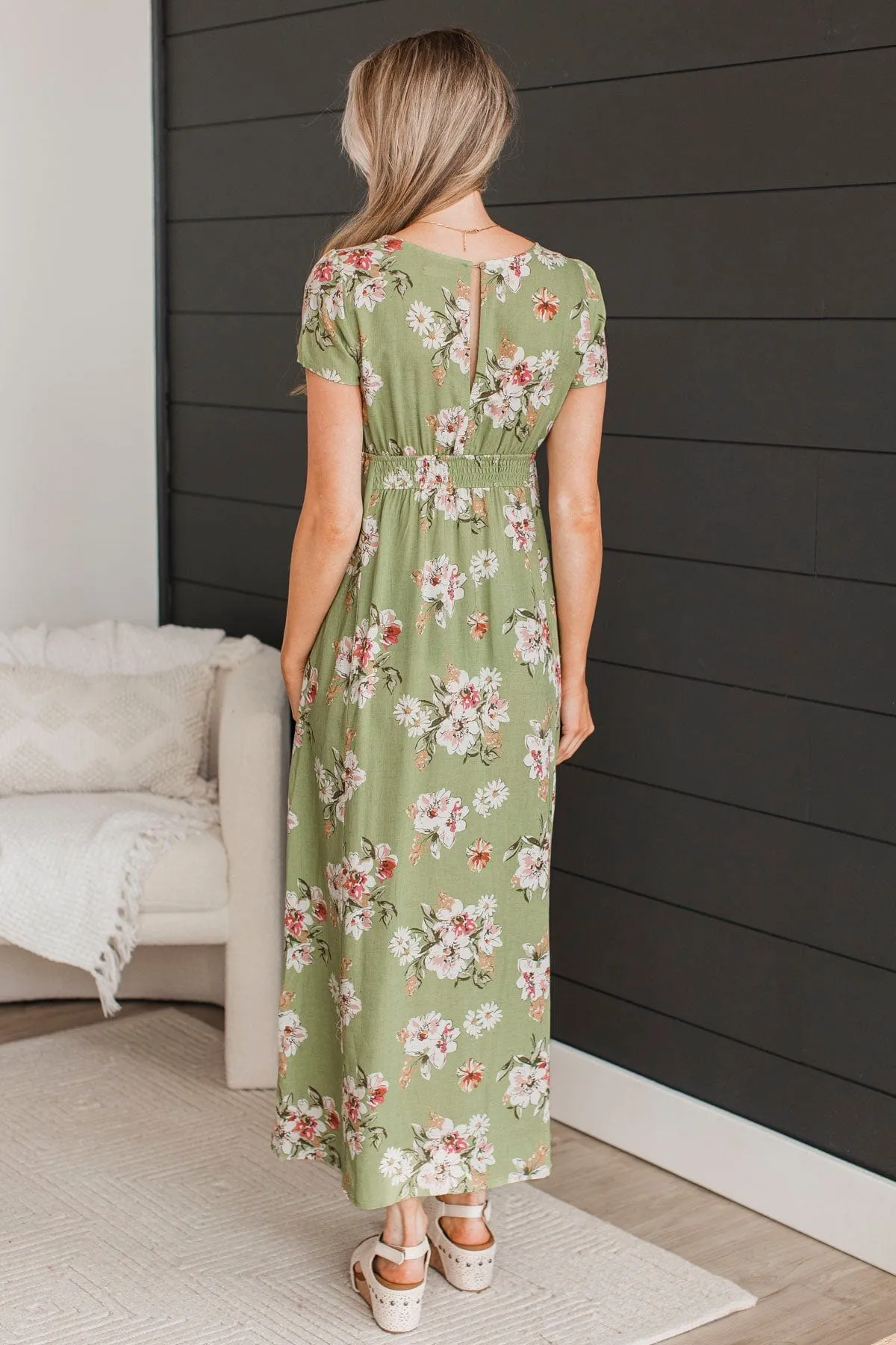 Always A Celebration Floral Midi Dress- Sage