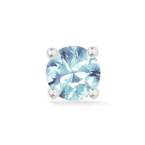 Aquamarine Flat Back Earring Princess Yum Yum 2mm 14k White