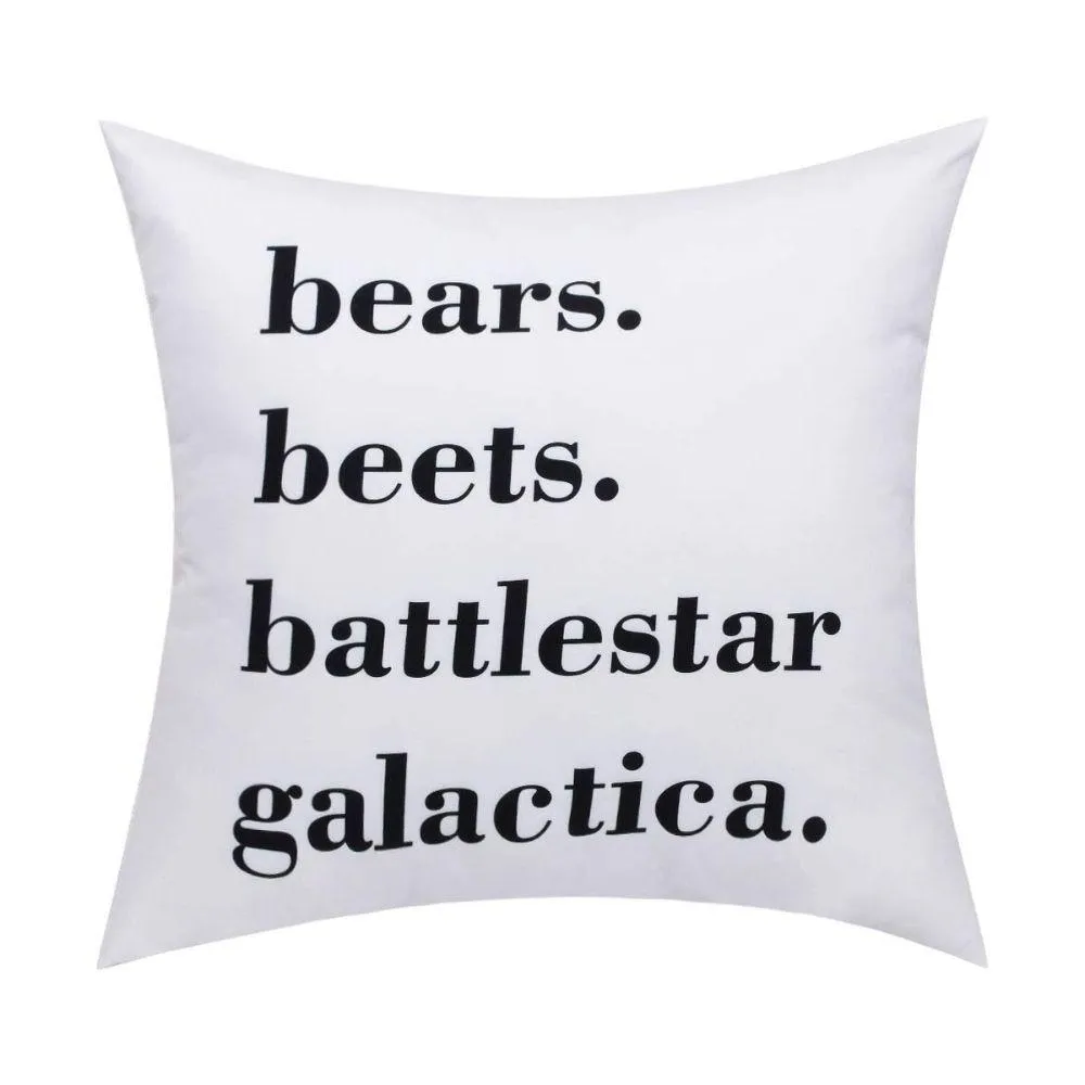 Bears Beets Battlestar Galactica Throw Pillow Cover Decorative Pillow Cases 18 × 18 Inch Cushion Cover for Sofa Bedroom Office C