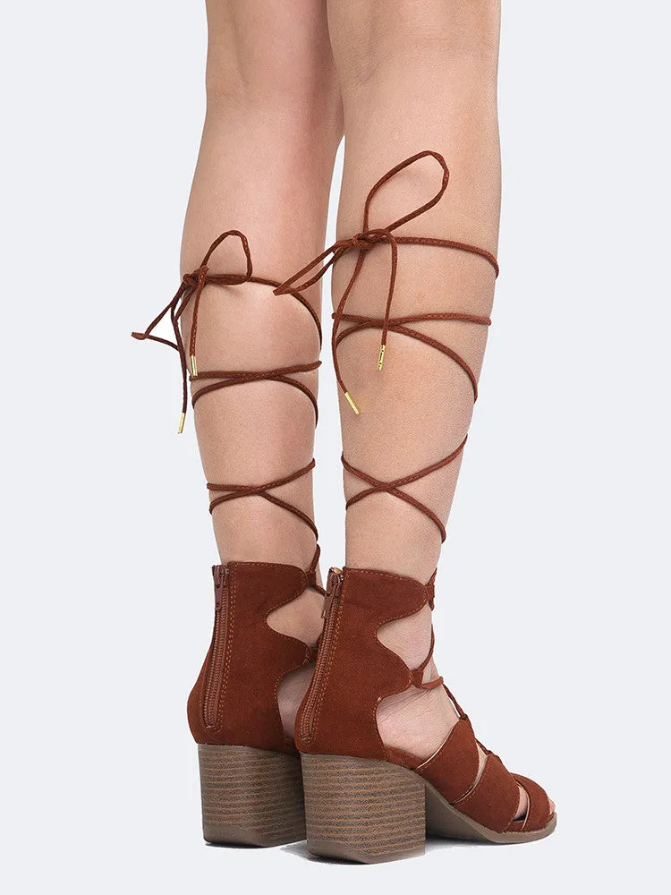 Block Heel Lace Up Sandal