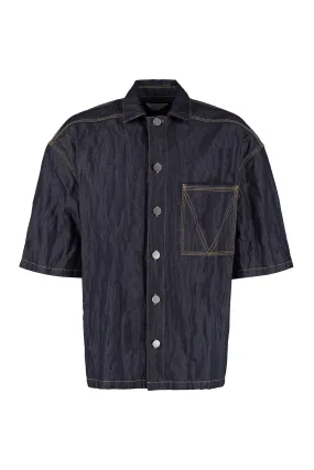 Bottega Veneta Contrast Stitched Short-Sleeved Denim Shirt