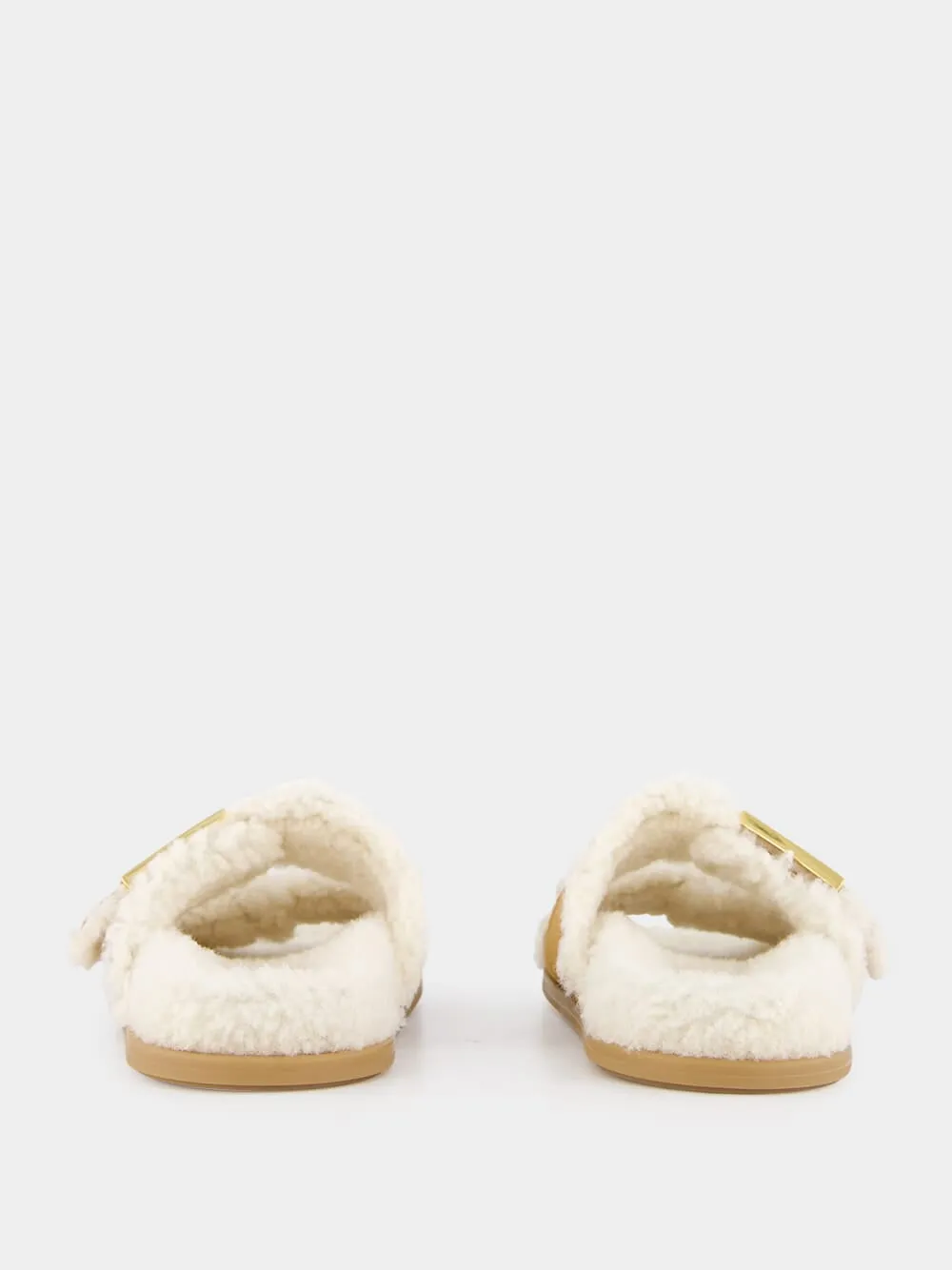 Brown Sheepskin Suede Slides