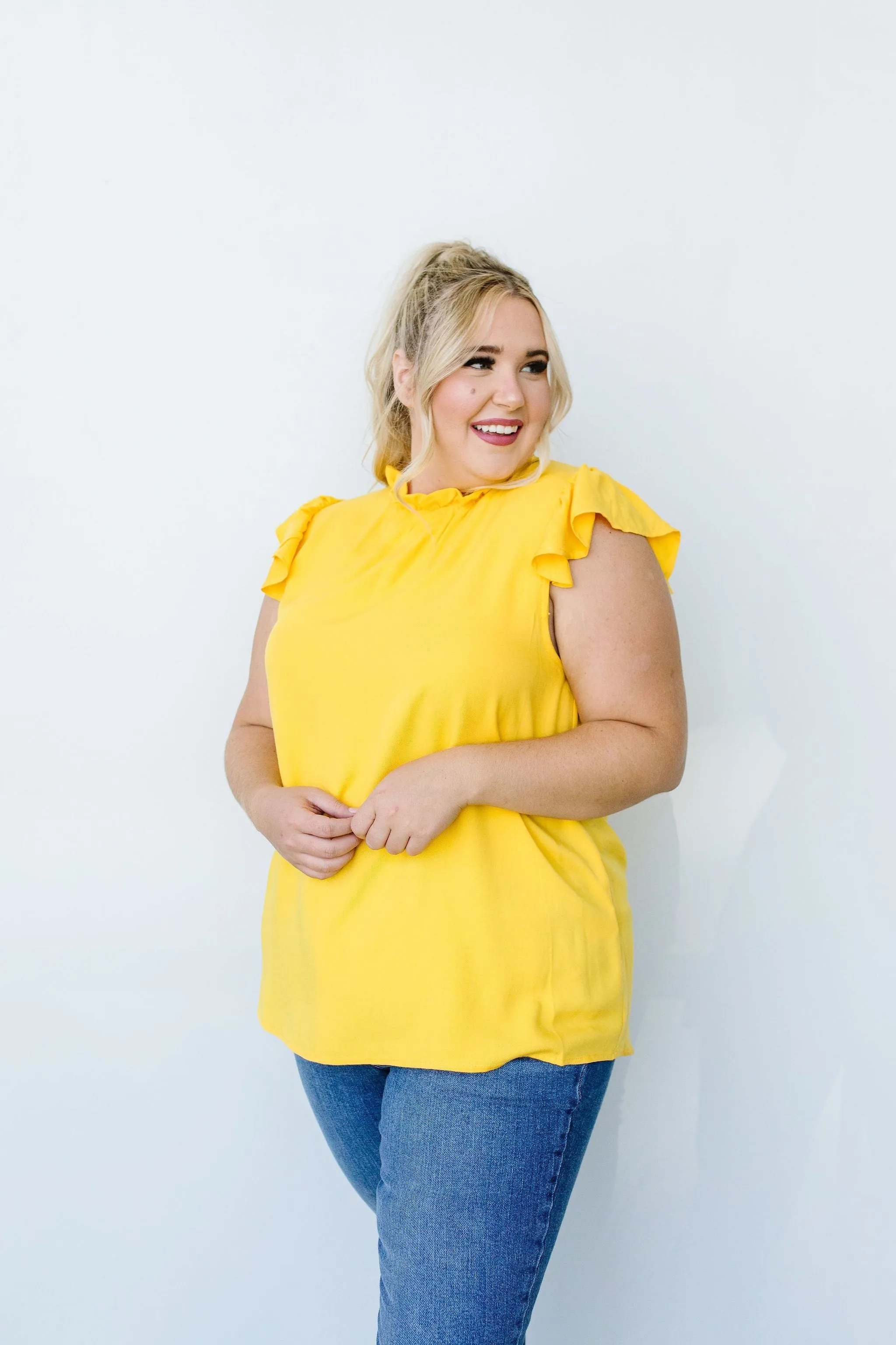 Build Me Up Buttercup Top In Yellow - On hand