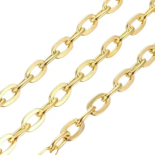 Chain, Iron, Cable Chain, Open Link, Flat, Oval, Gold Plated, 7x5.1mm