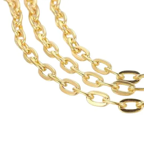 Chain, Iron, Cable Chain, Open Link, Flat, Oval, Gold Plated, 7x5.1mm