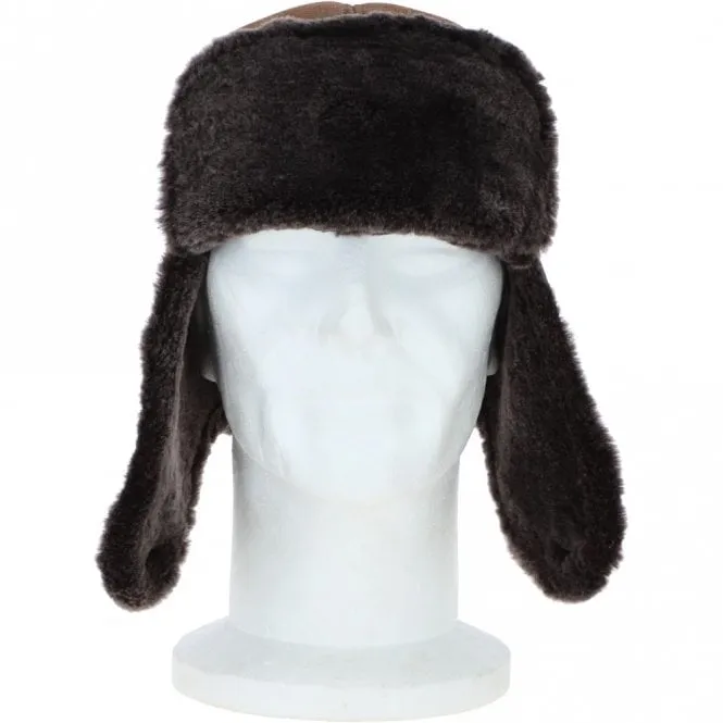 Classic Russian Style Sheepskin Hat Tobacco: Vladimir