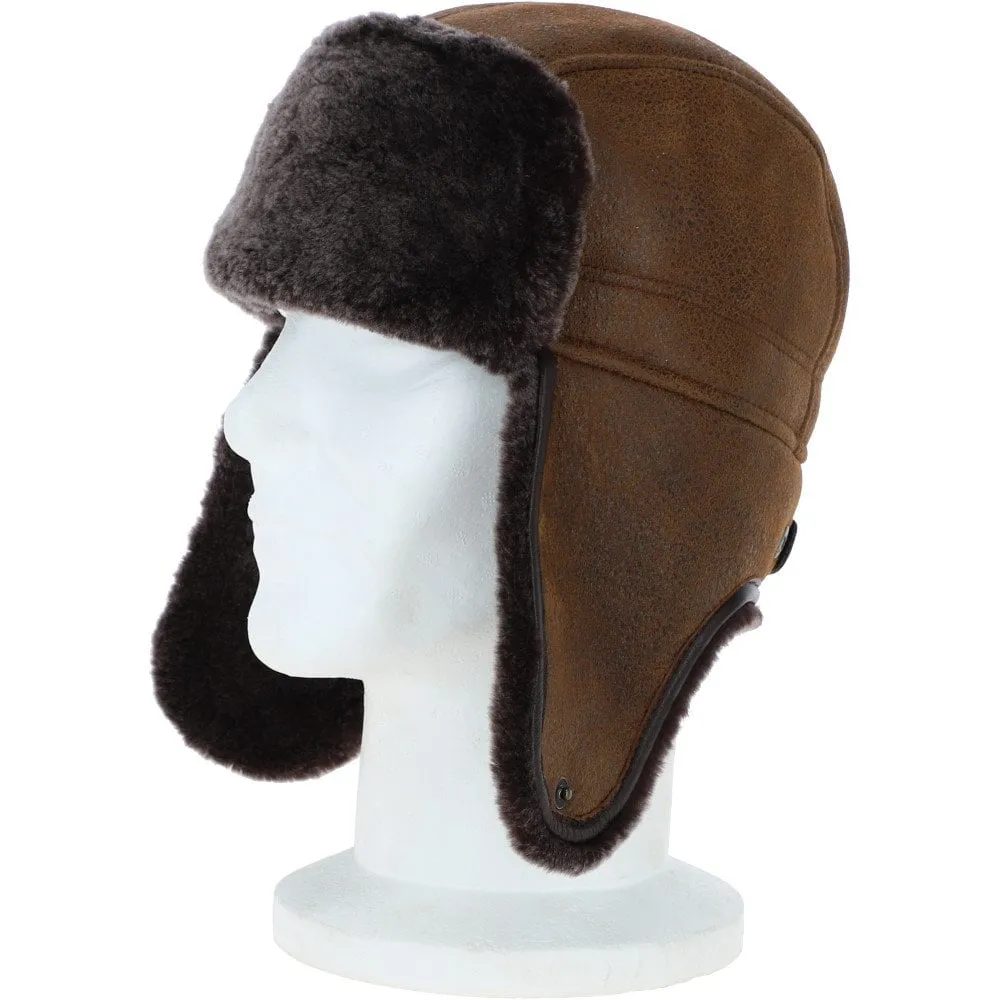 Classic Russian Style Sheepskin Hat Tobacco: Vladimir