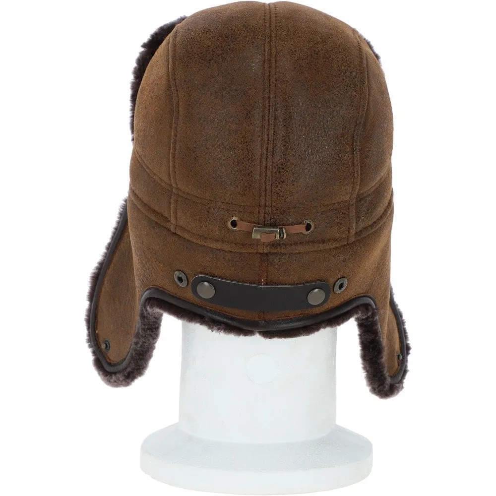 Classic Russian Style Sheepskin Hat Tobacco: Vladimir