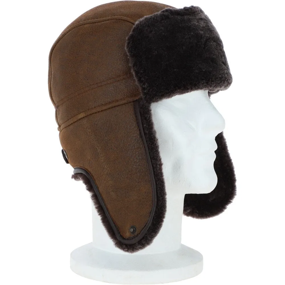 Classic Russian Style Sheepskin Hat Tobacco: Vladimir