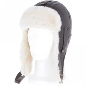 Classic Sheepskin Leather Pilot Hat Brown Cream :  Belmont