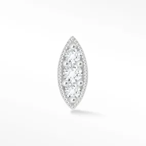 Diamond Flat Back Earring Marquise 14k White