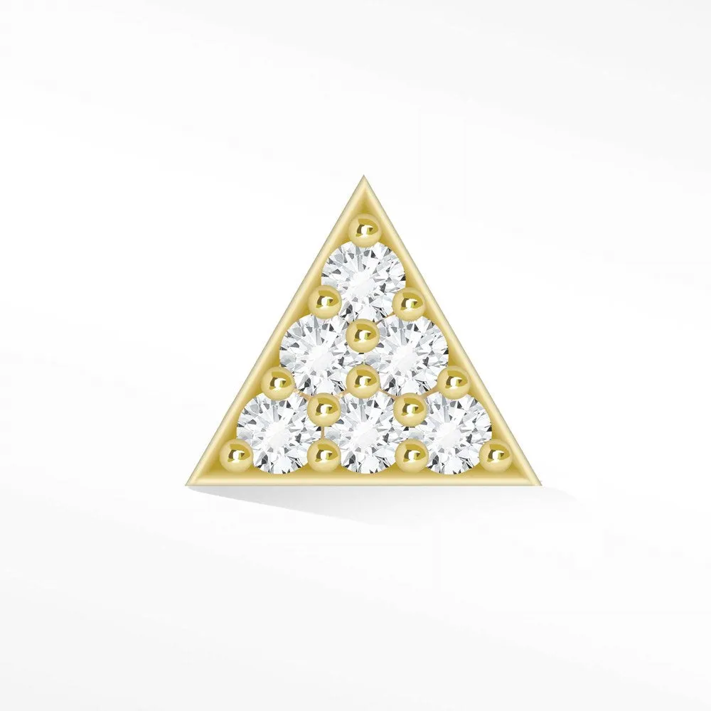 Diamond Flat Back Earring Medium Pyramid 14k Yellow