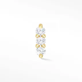 Diamond Flat Back Earring Small 3 Scones 14k Yellow