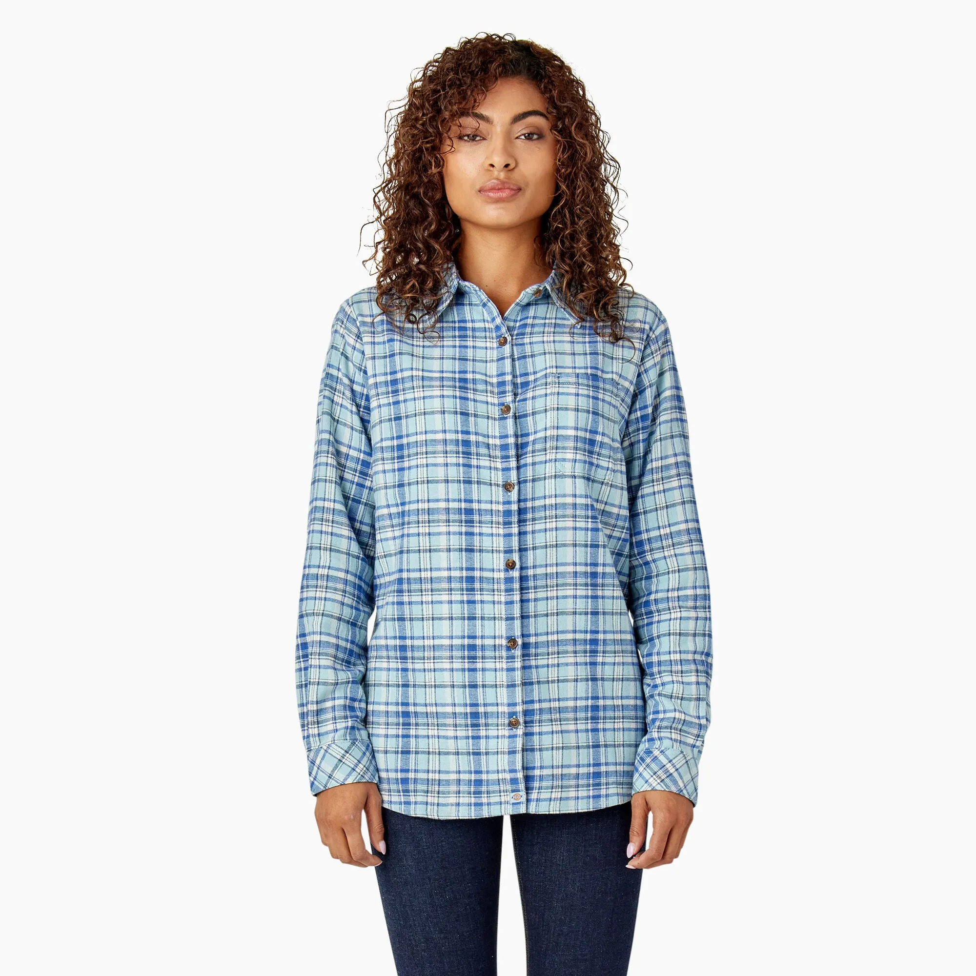 Dickies Women's Plaid Long Sleeve Flannel Shirt