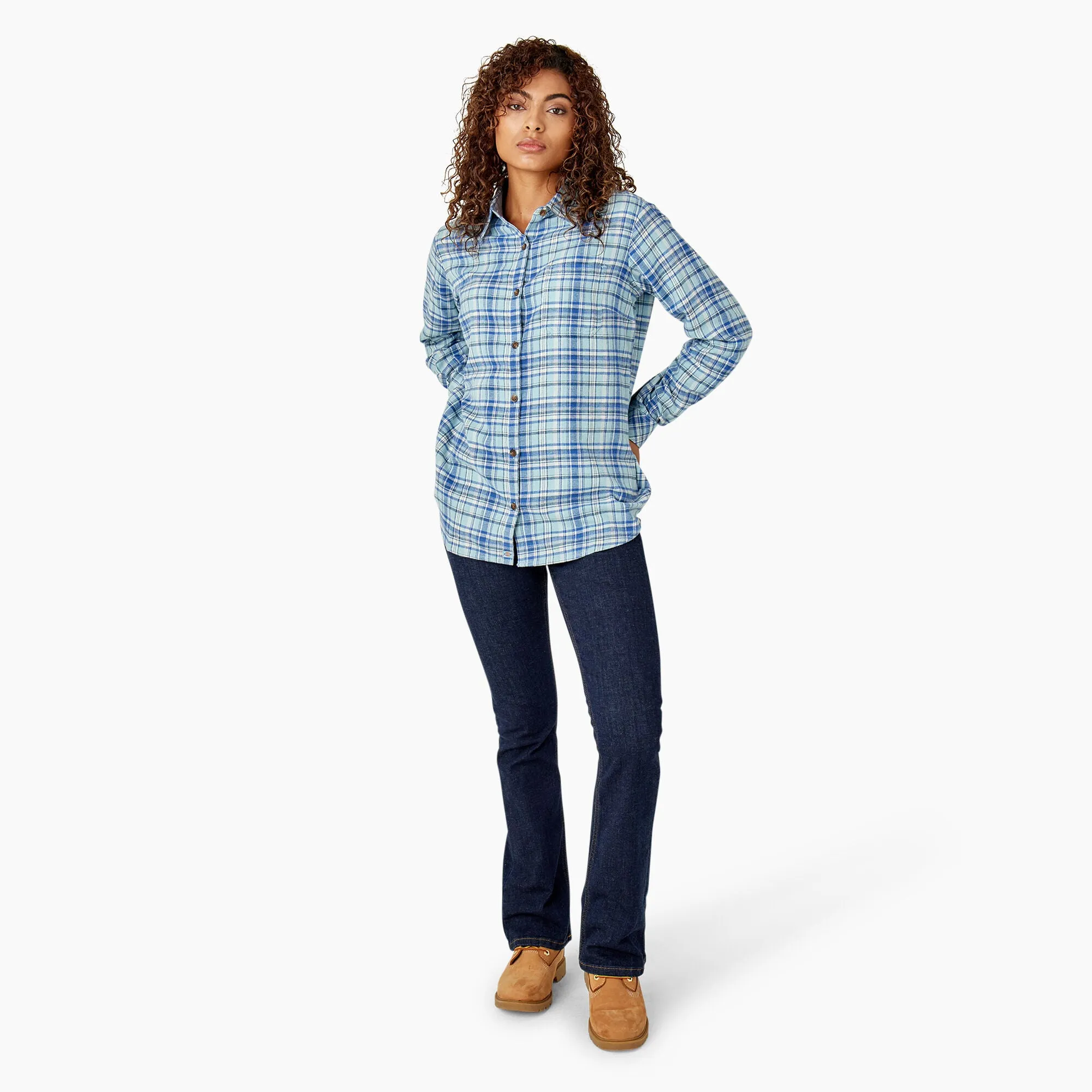 Dickies Women's Plaid Long Sleeve Flannel Shirt