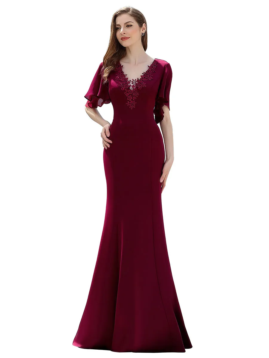 Elegant Long Deep V-neck Mermaid Dress Size 16 Style 00574