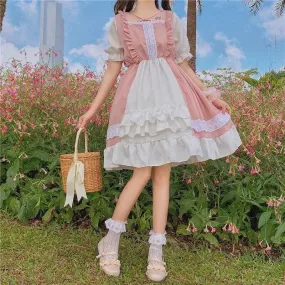 Eli Blossom Pink Frilly Short Sleeve Kawaii Princess Lolita Dress