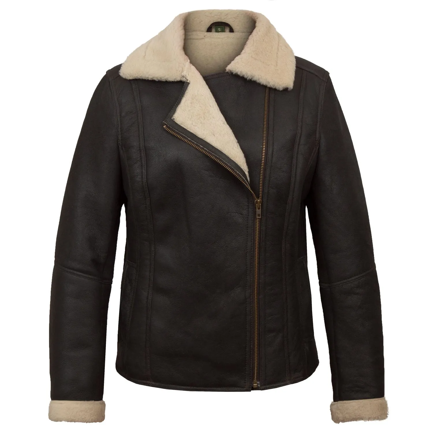 Ella: Ladies Sheepskin Flying Jacket Brown