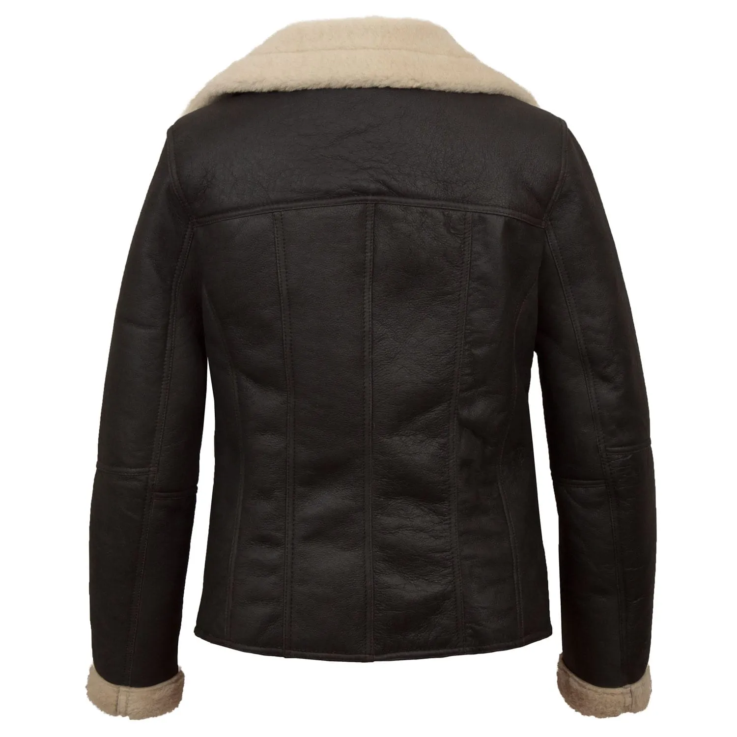 Ella: Ladies Sheepskin Flying Jacket Brown