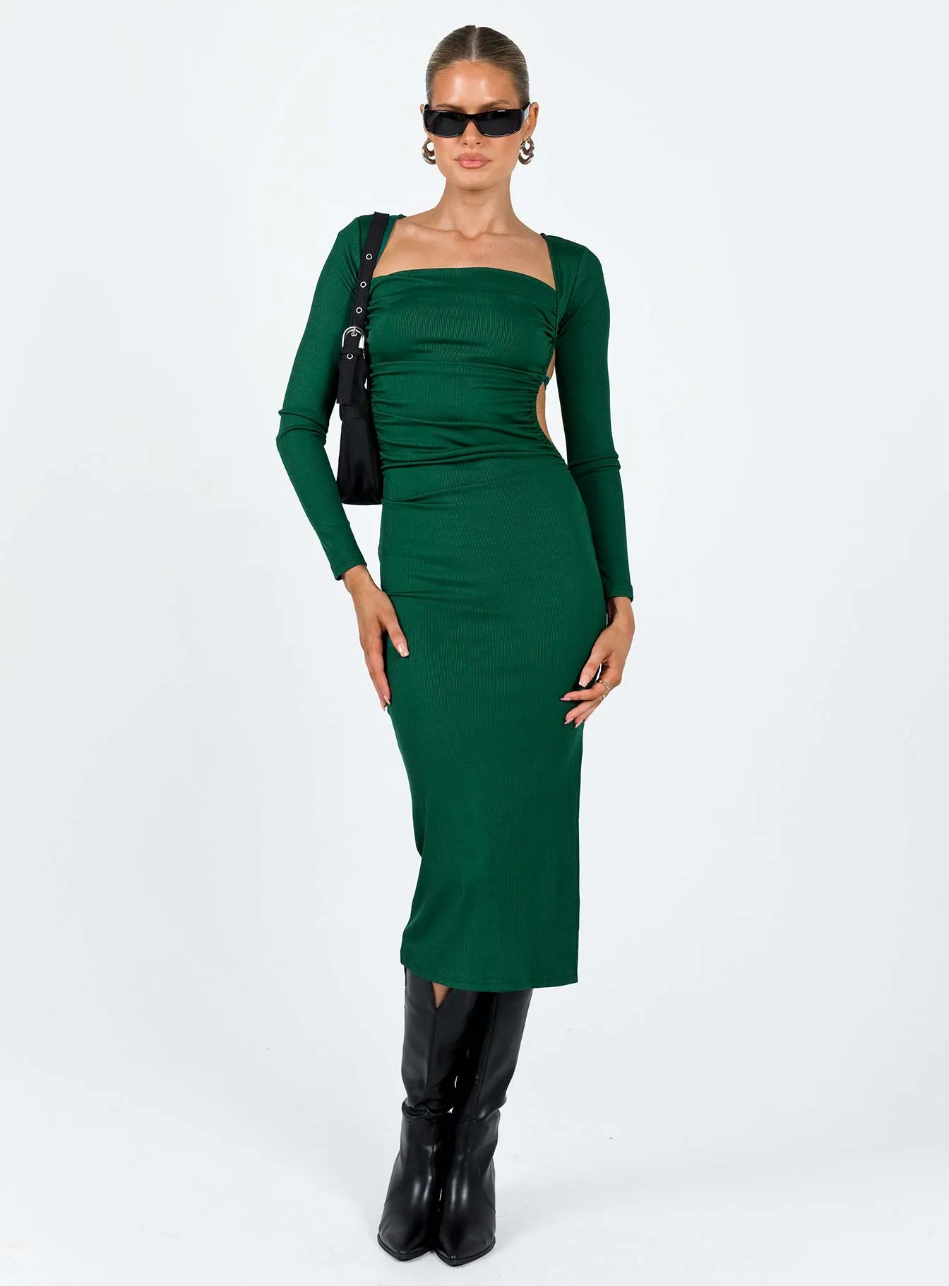 Esplin Long Sleeve Midi Dress Green