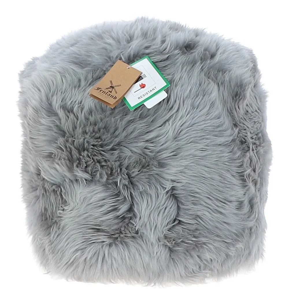 Fenland Sheepskin Pouffe Stool Grey: FF-POUFFE