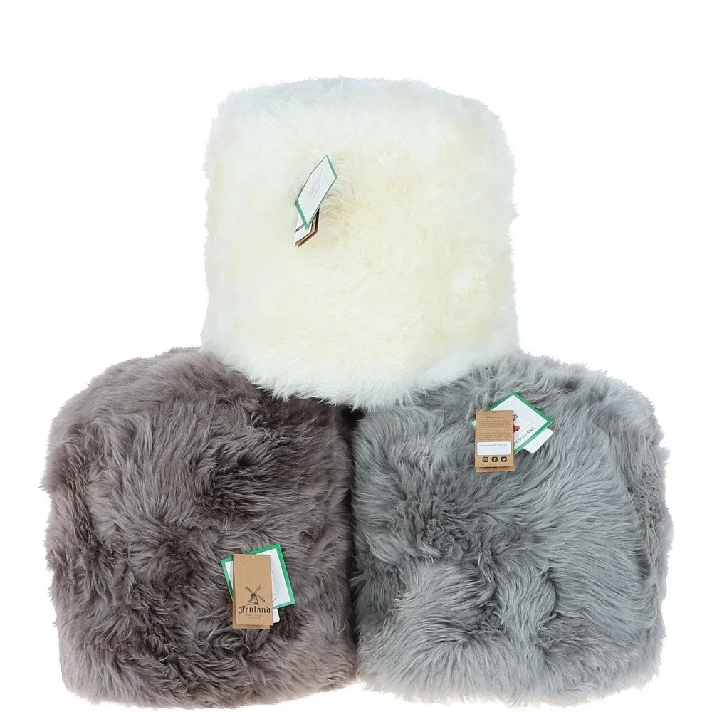 Fenland Sheepskin Pouffe Stool Grey: FF-POUFFE