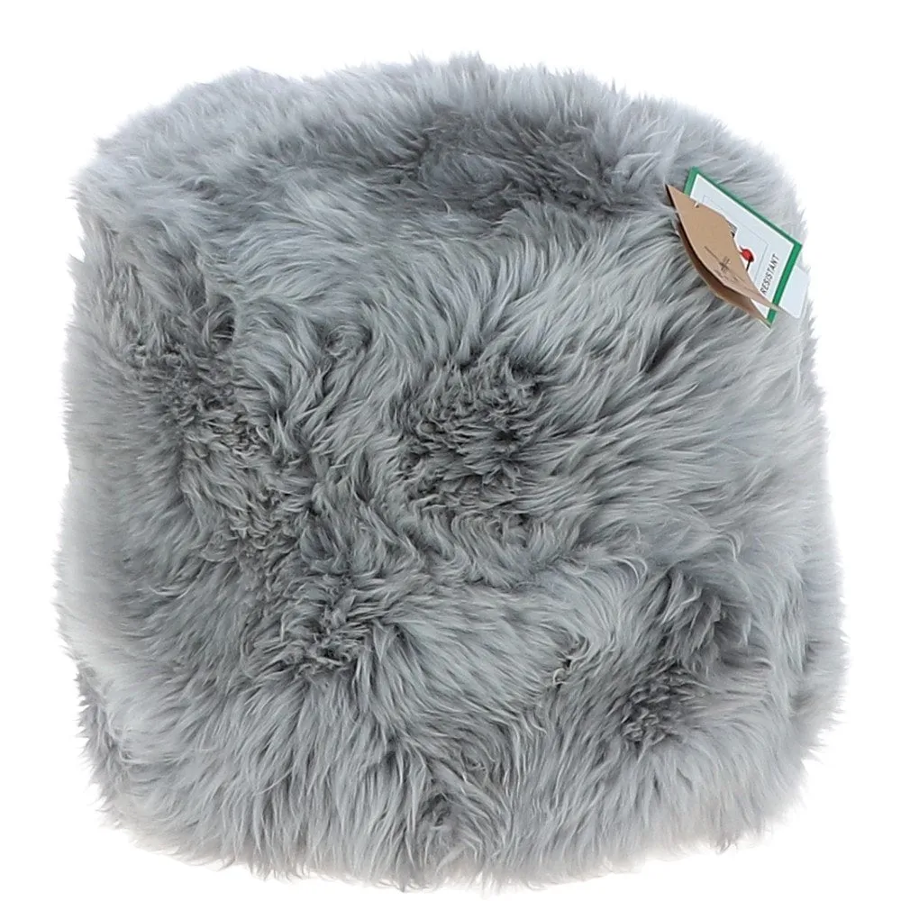 Fenland Sheepskin Pouffe Stool Grey: FF-POUFFE