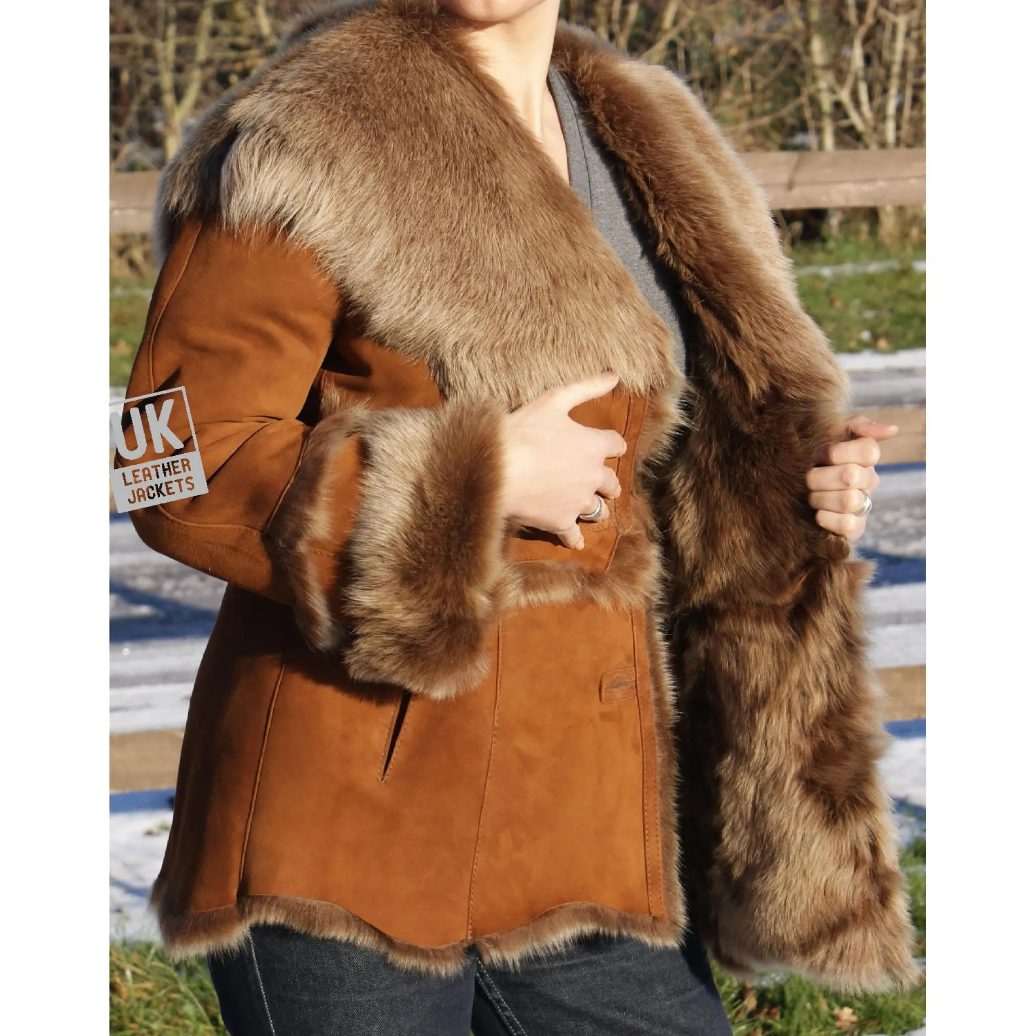 Finest Toscana Sheepskin Hooded Jacket - Danota - Tan | Free UK Delivery