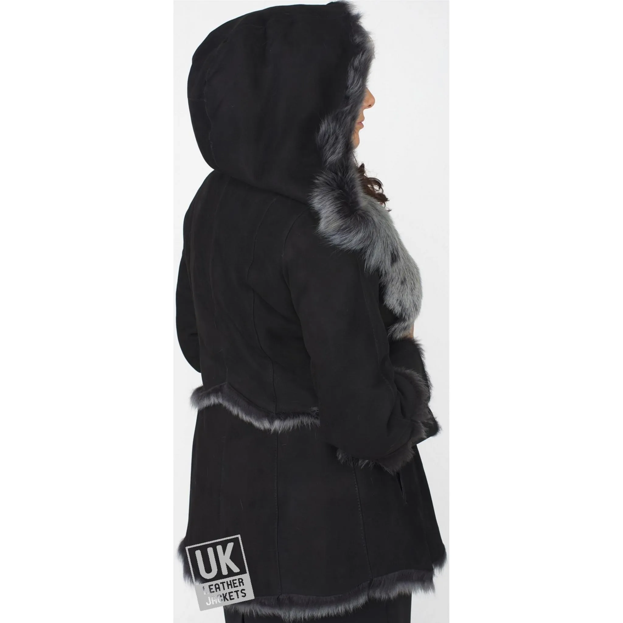 Finest Toscana Sheepskin Hooded Jacket in Black - Danota | Free UK Delivery