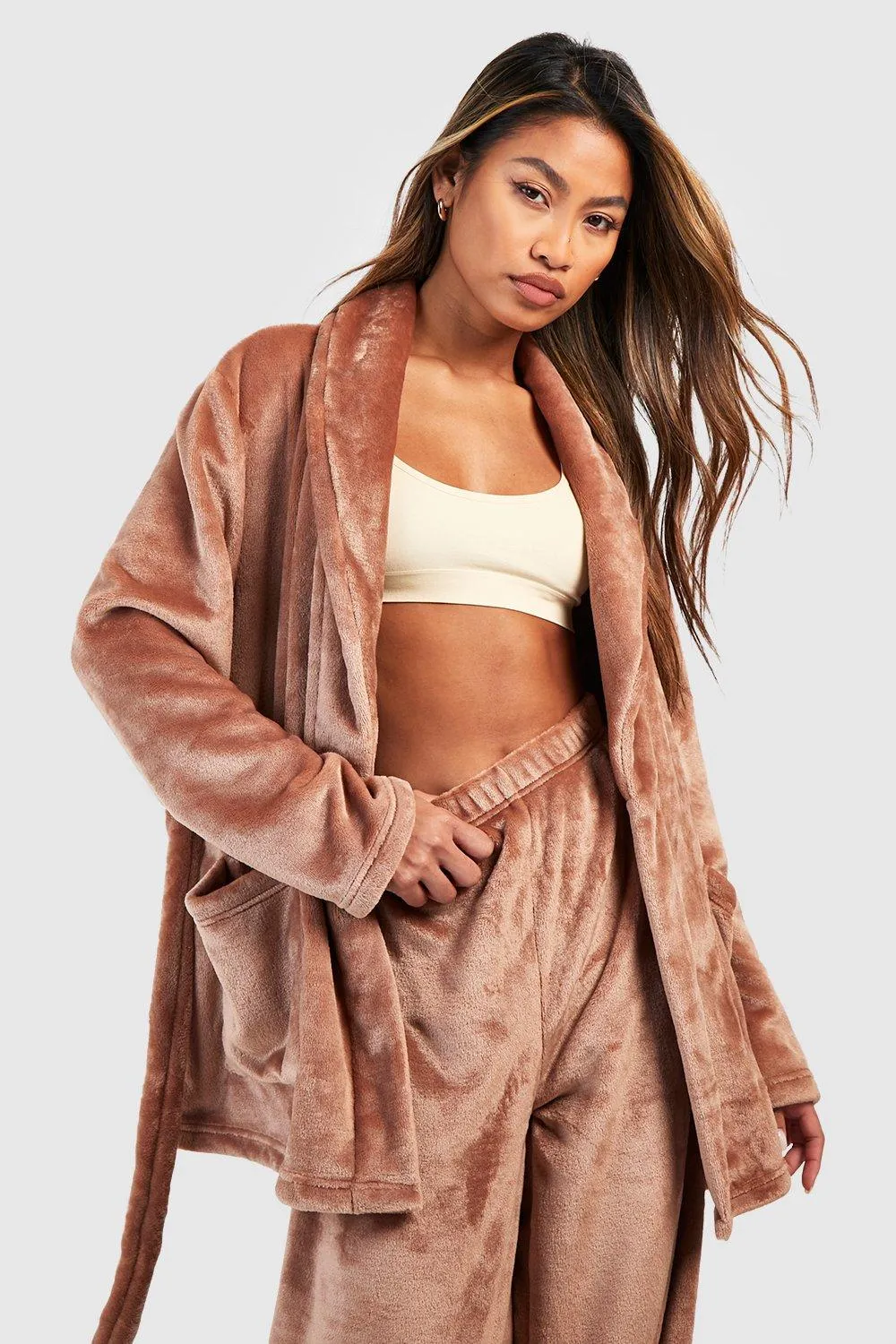 Fleece Lounge Wrap Cardigan