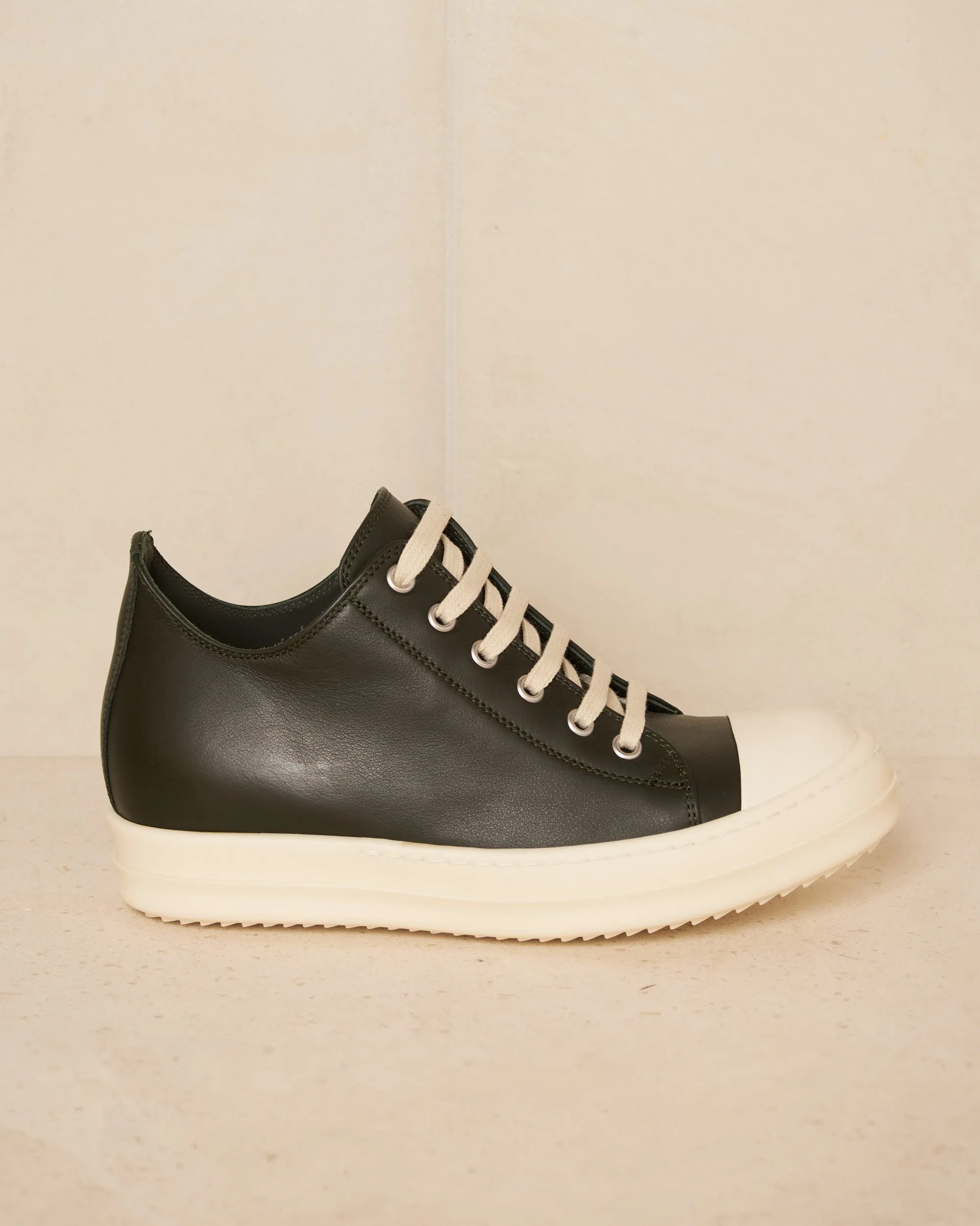 Forest and Milk Leather Low Sneakers