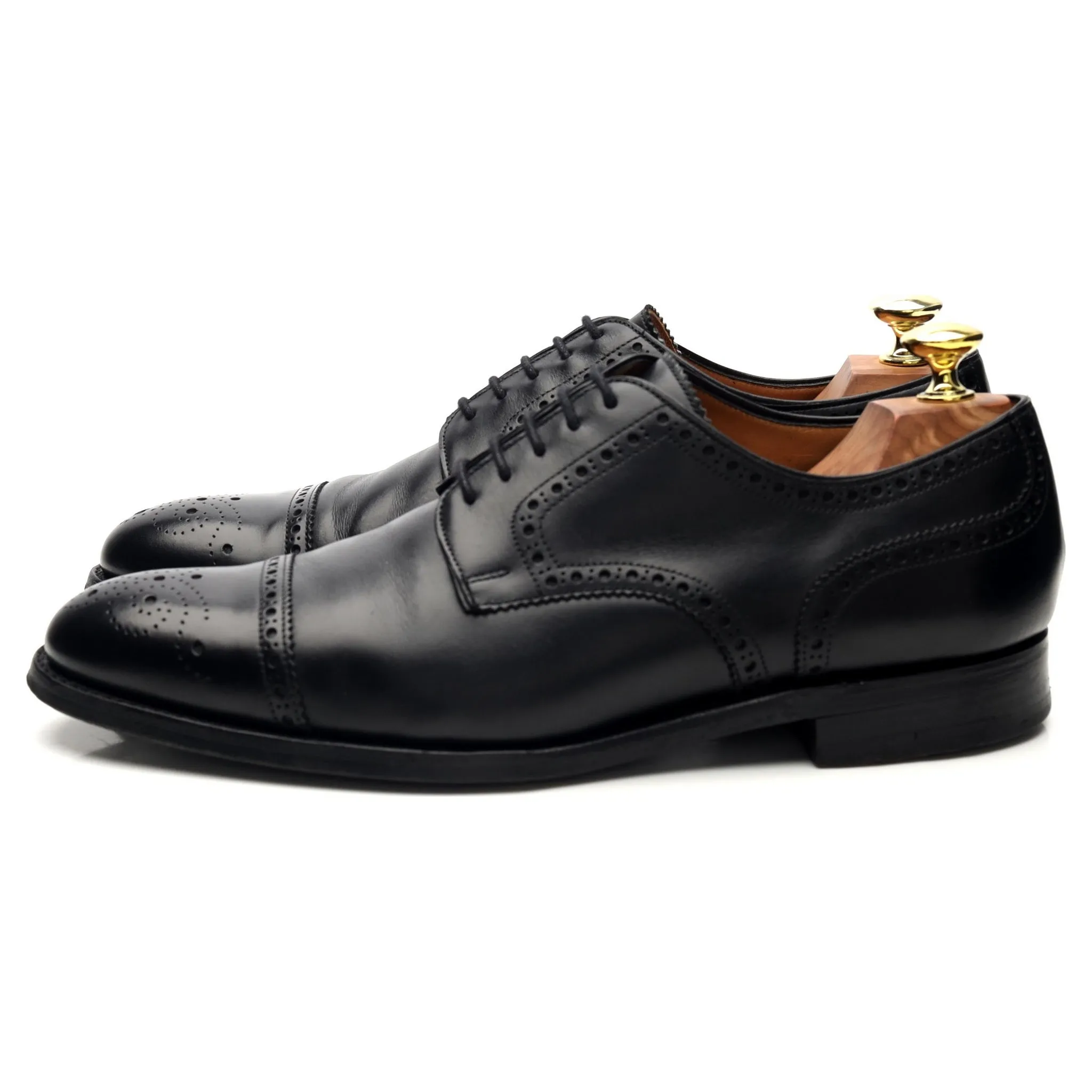 Gieves & Hawkes Black Leather Derby Brogue UK 7 F