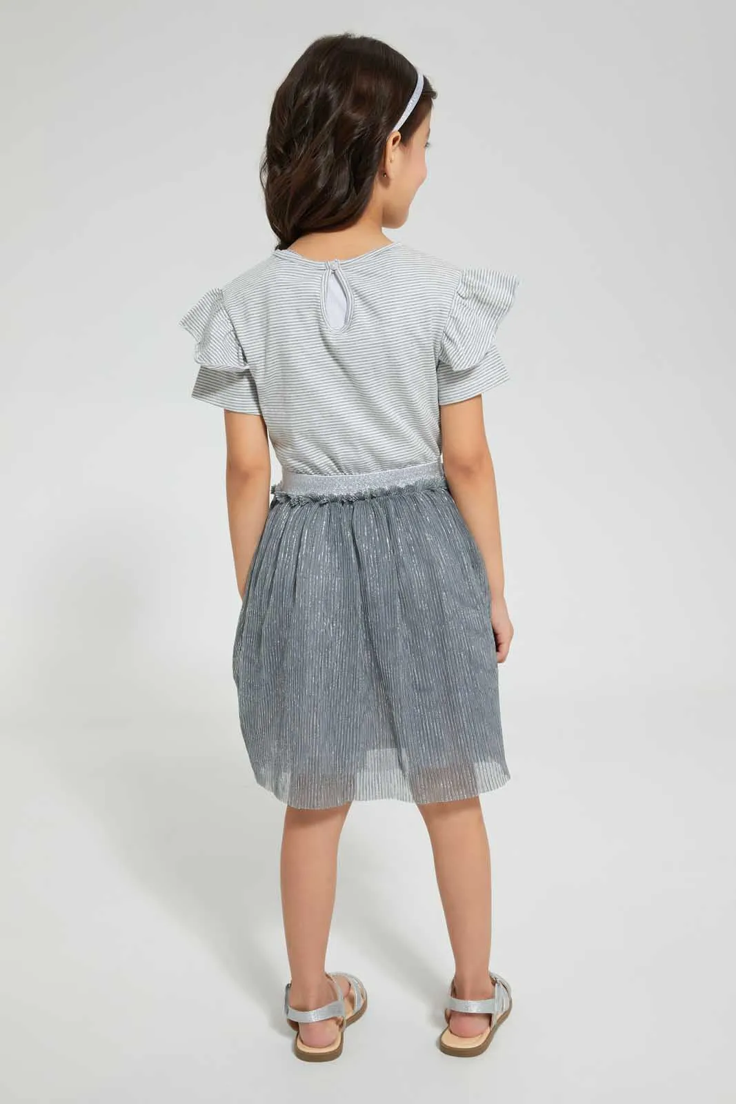 Grey Crown Mesh Dress