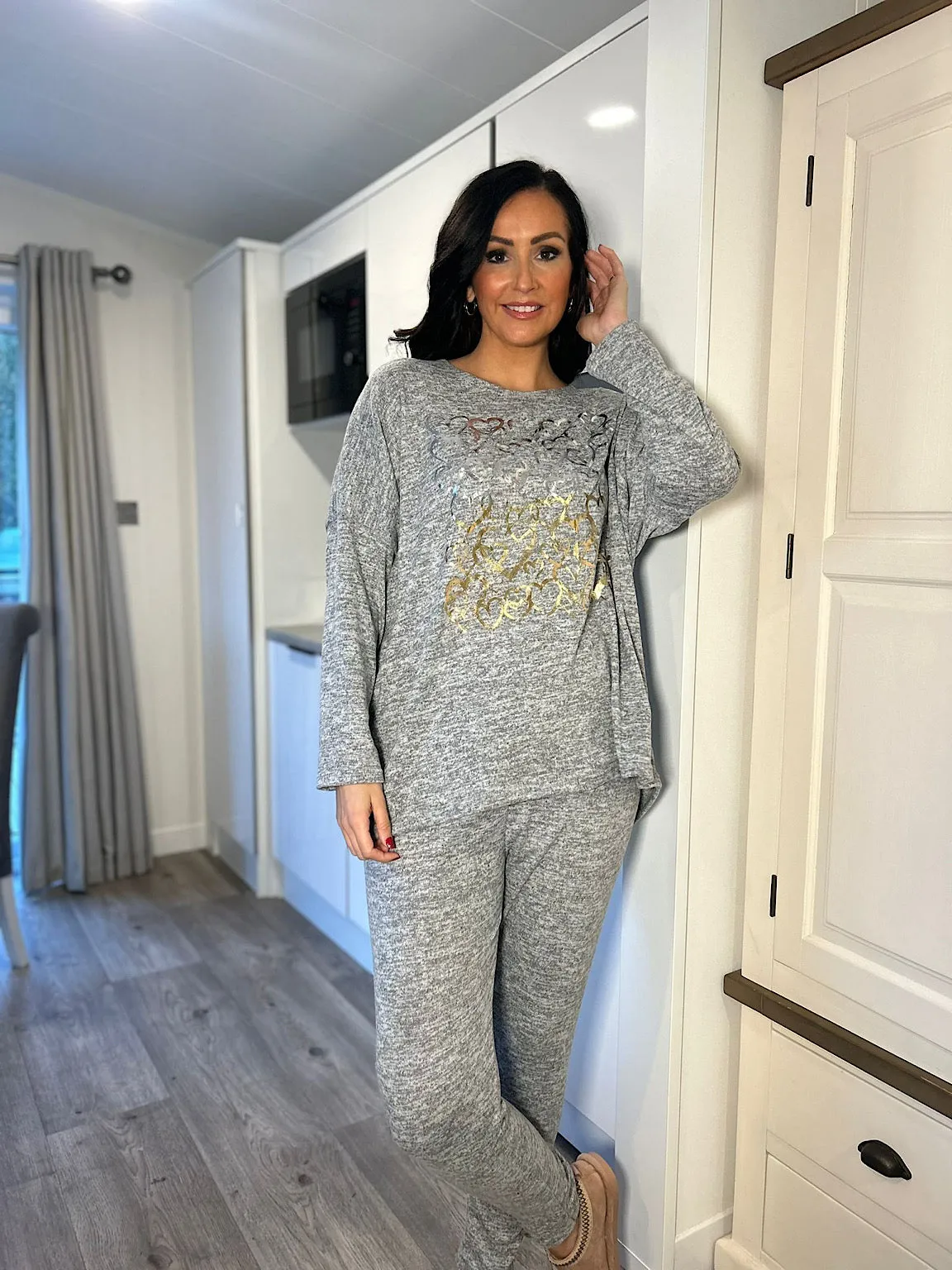 Grey Multi Heart Lounge Set Esme