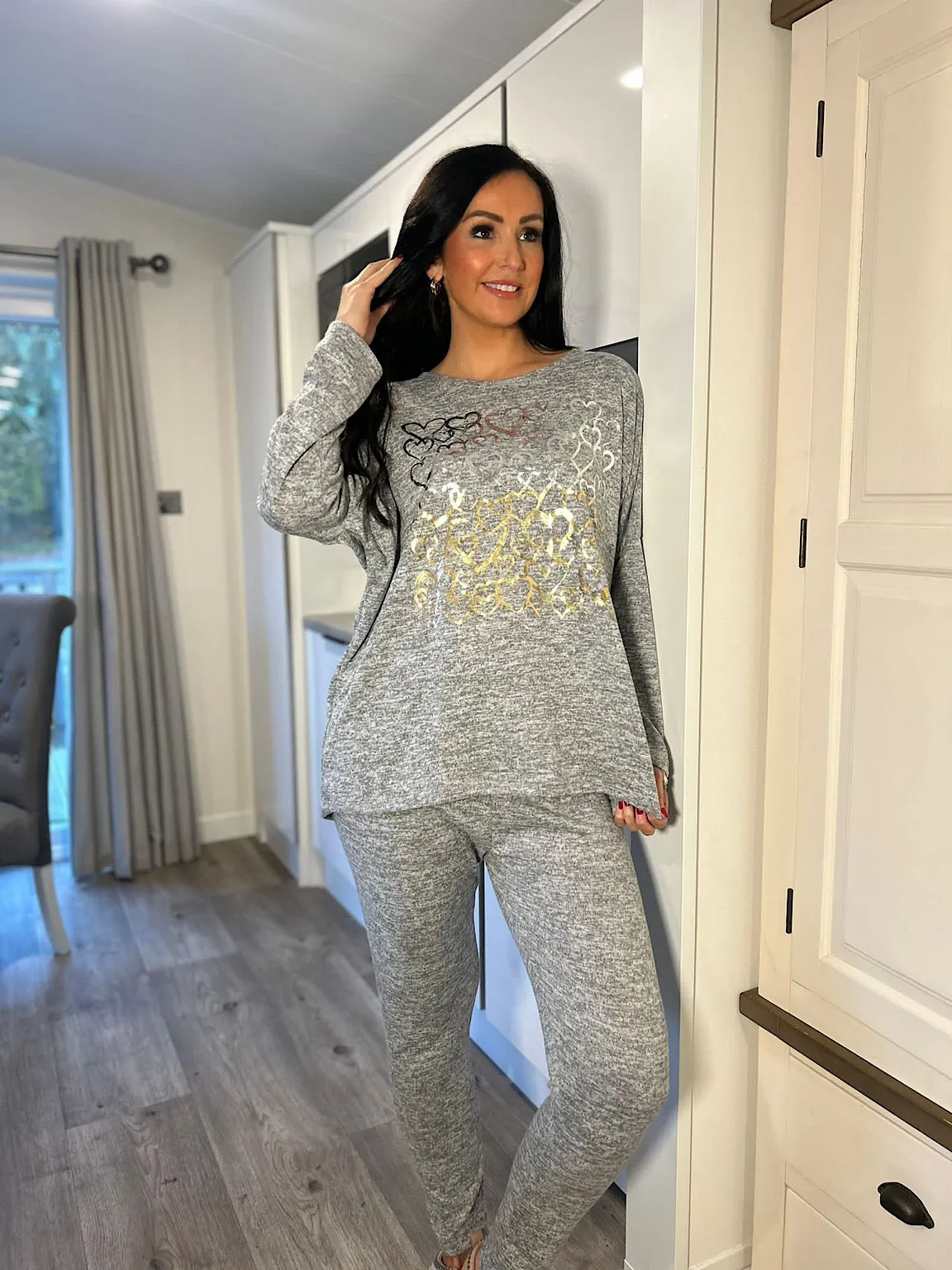 Grey Multi Heart Lounge Set Esme