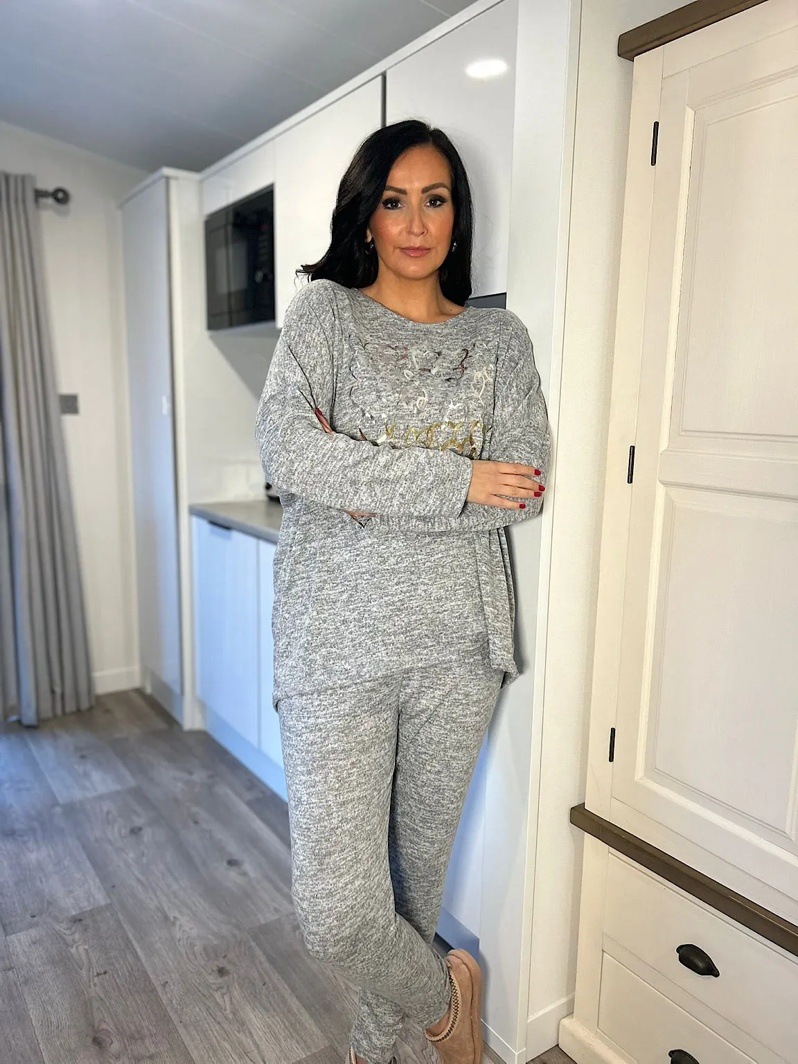 Grey Multi Heart Lounge Set Esme