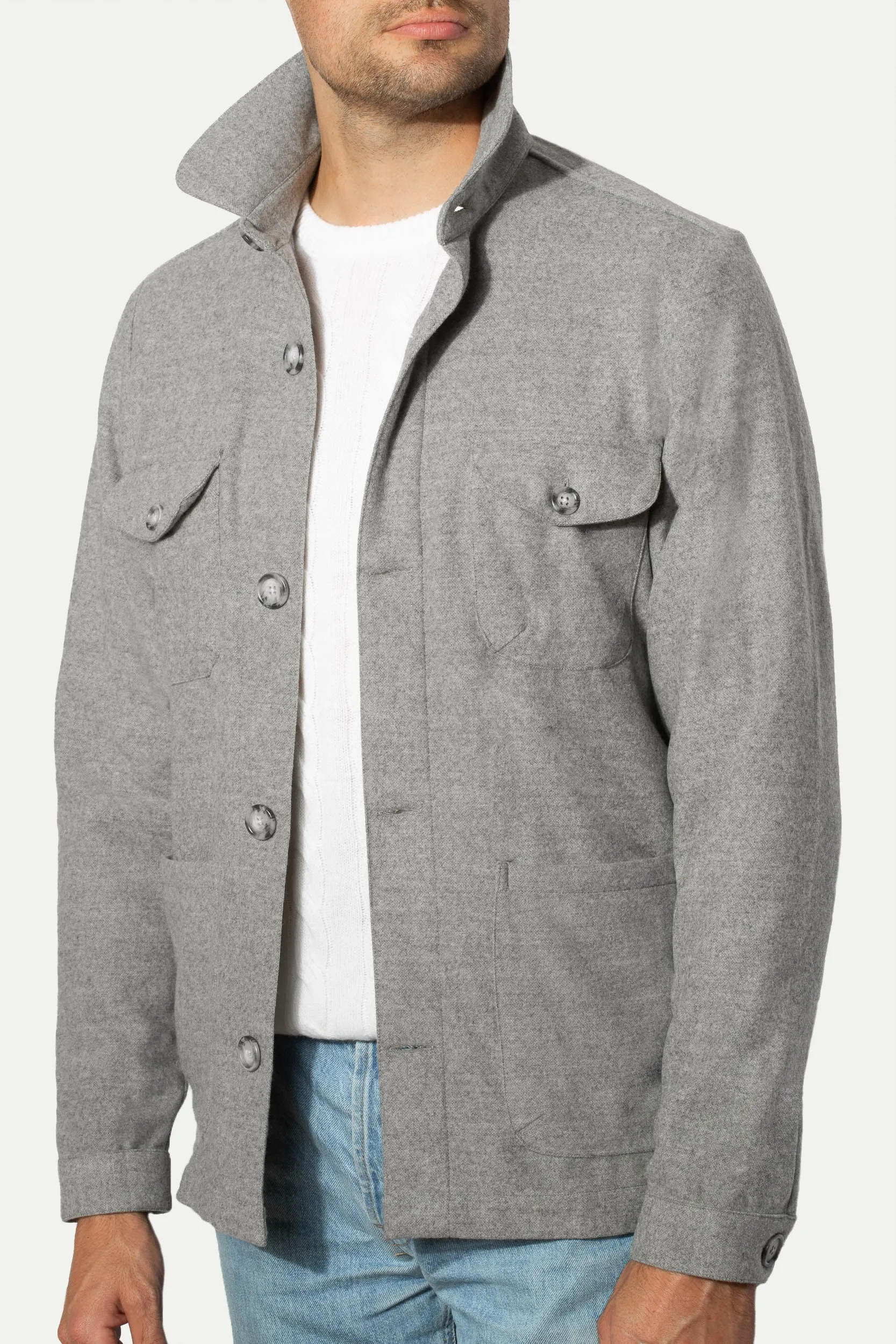 Grey Safari Jacket flannel Super 180s – Made in Italy