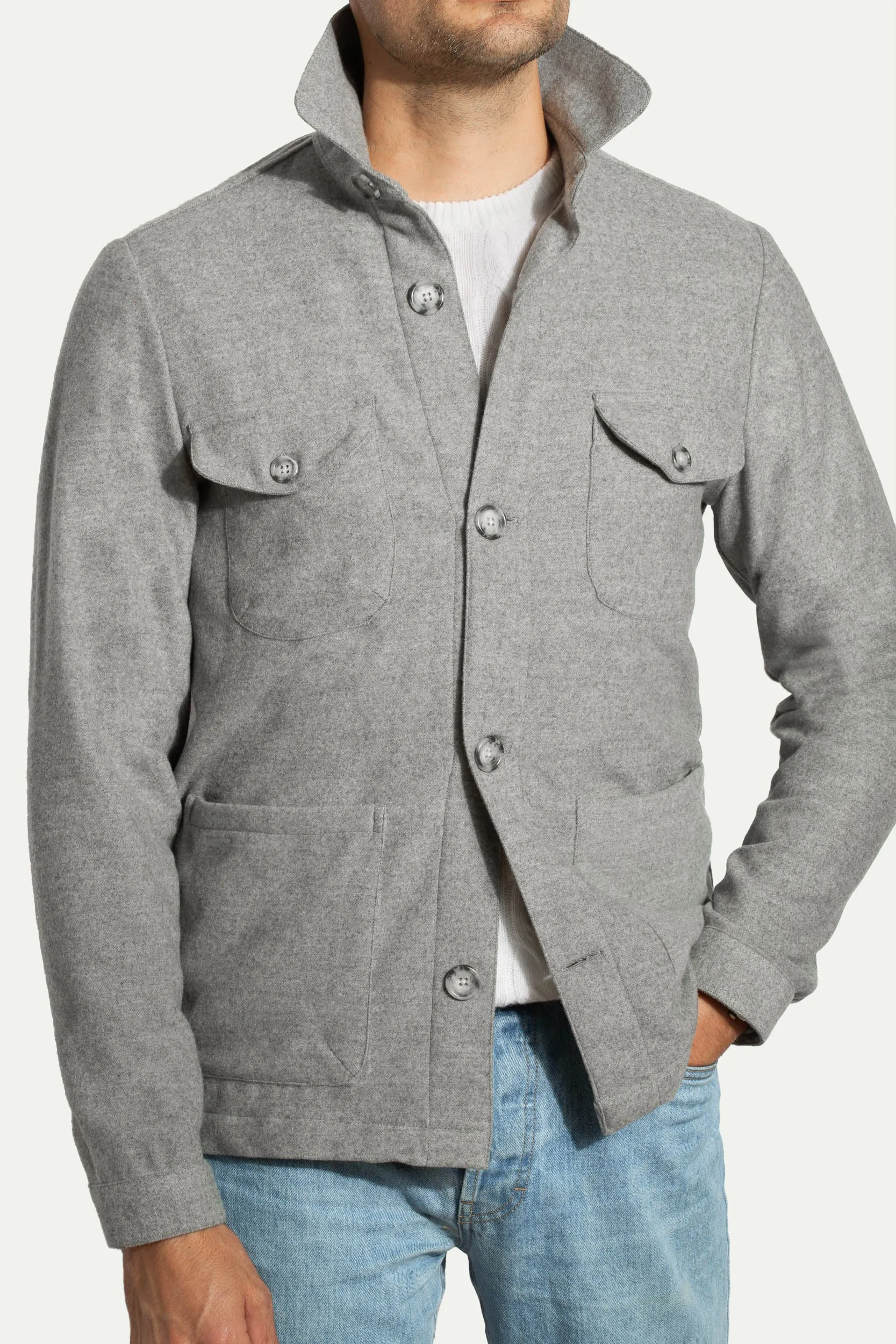 Grey Safari Jacket flannel Super 180s – Made in Italy