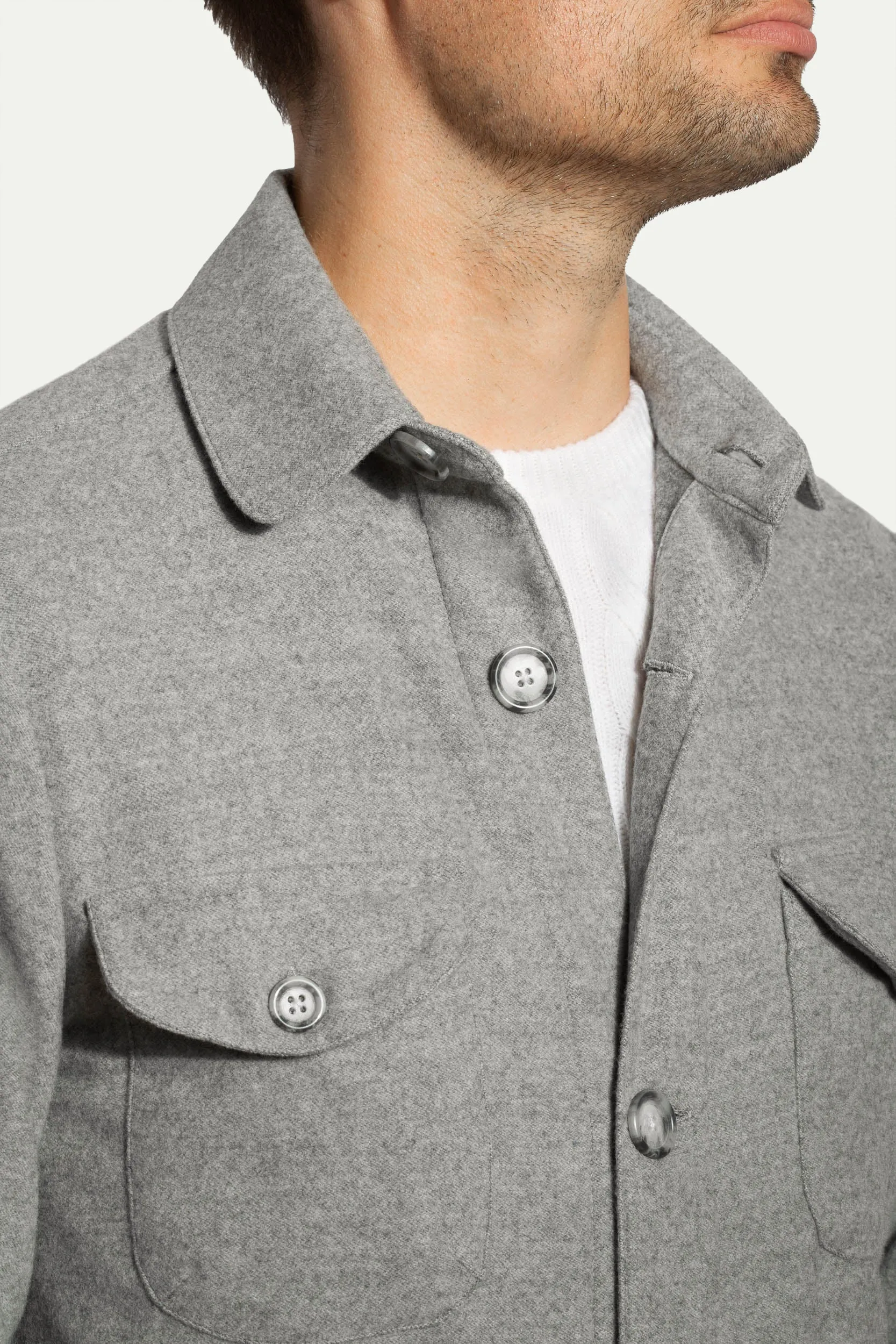 Grey Safari Jacket flannel Super 180s – Made in Italy