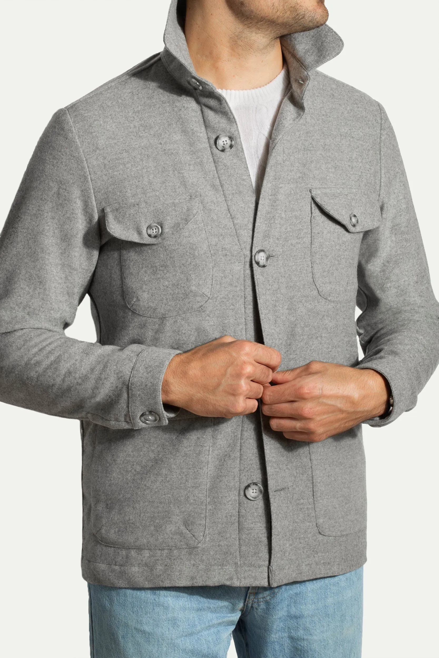 Grey Safari Jacket flannel Super 180s – Made in Italy