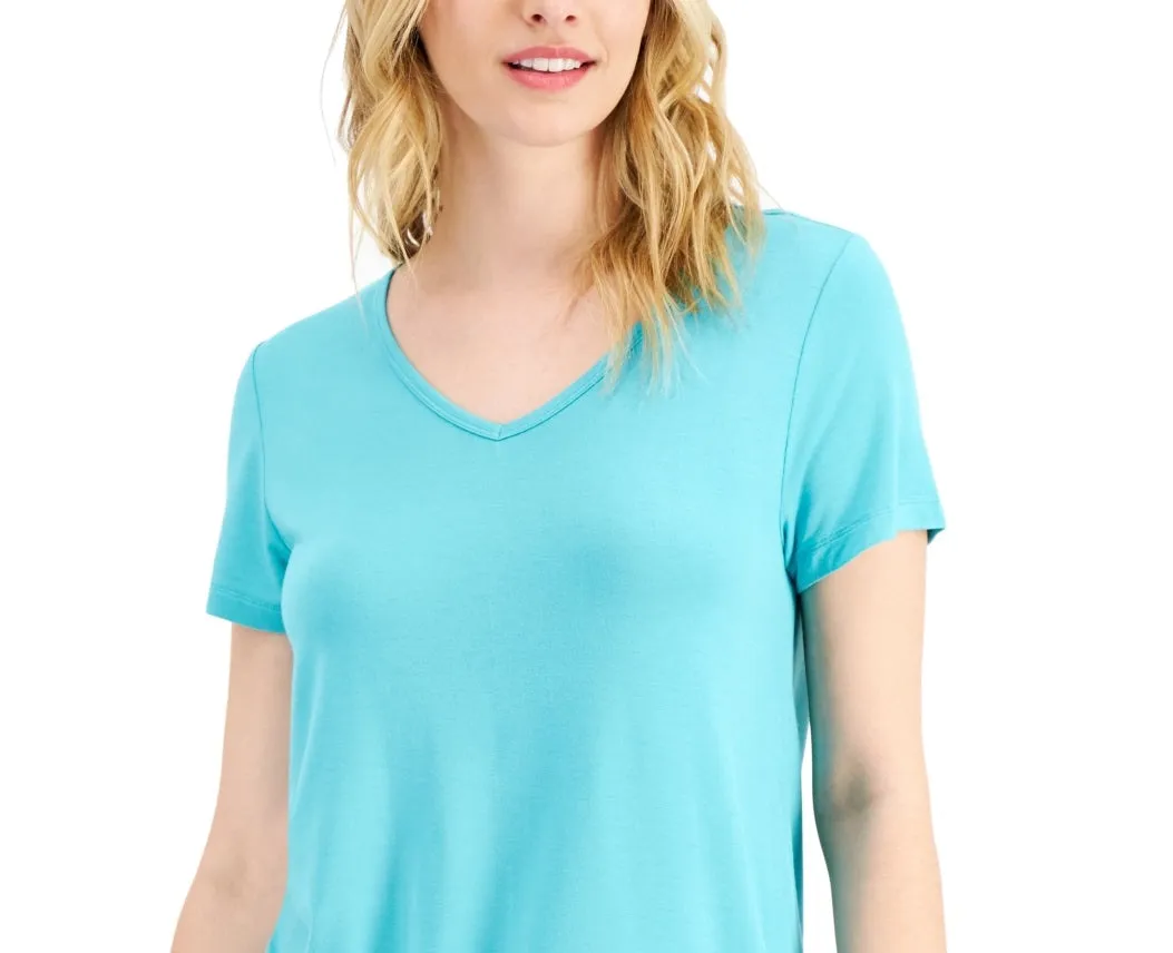 Id Ideology Women's V Neck T-Shirt Blue Size Large