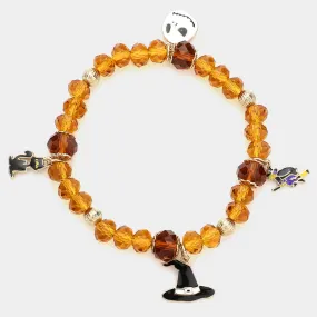 iLLASPARKZ Faceted Bead with Witch Theme Charms Stretch Bracelet