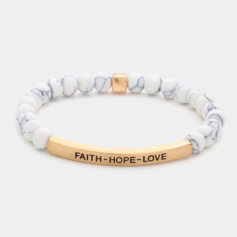 iLLASPARKZ Faith - Hope - Love Message Natural Stone Stretch Bracelet