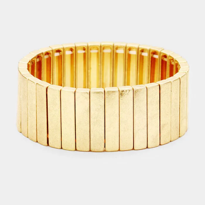 iLLASPARKZ Rectangle Bar Metal Stretch Bracelet